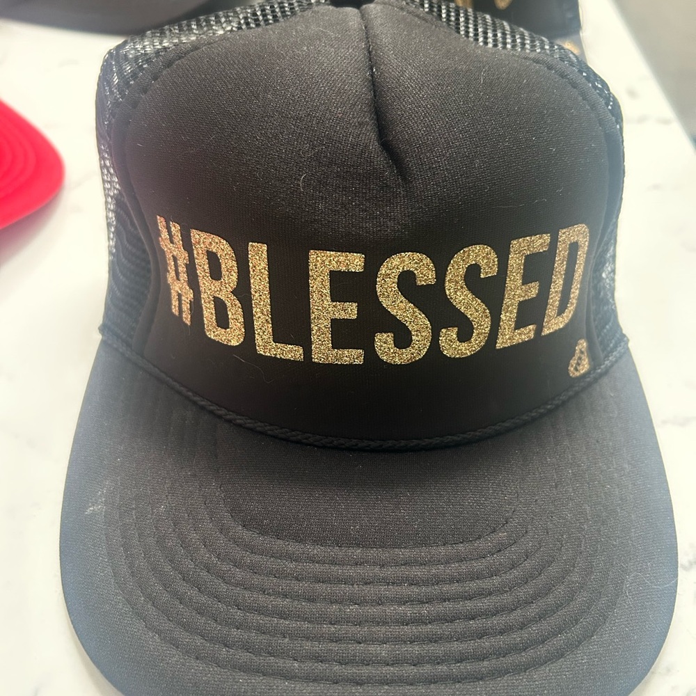 Black and Gold #BLESSED Mother  Trucker Hat